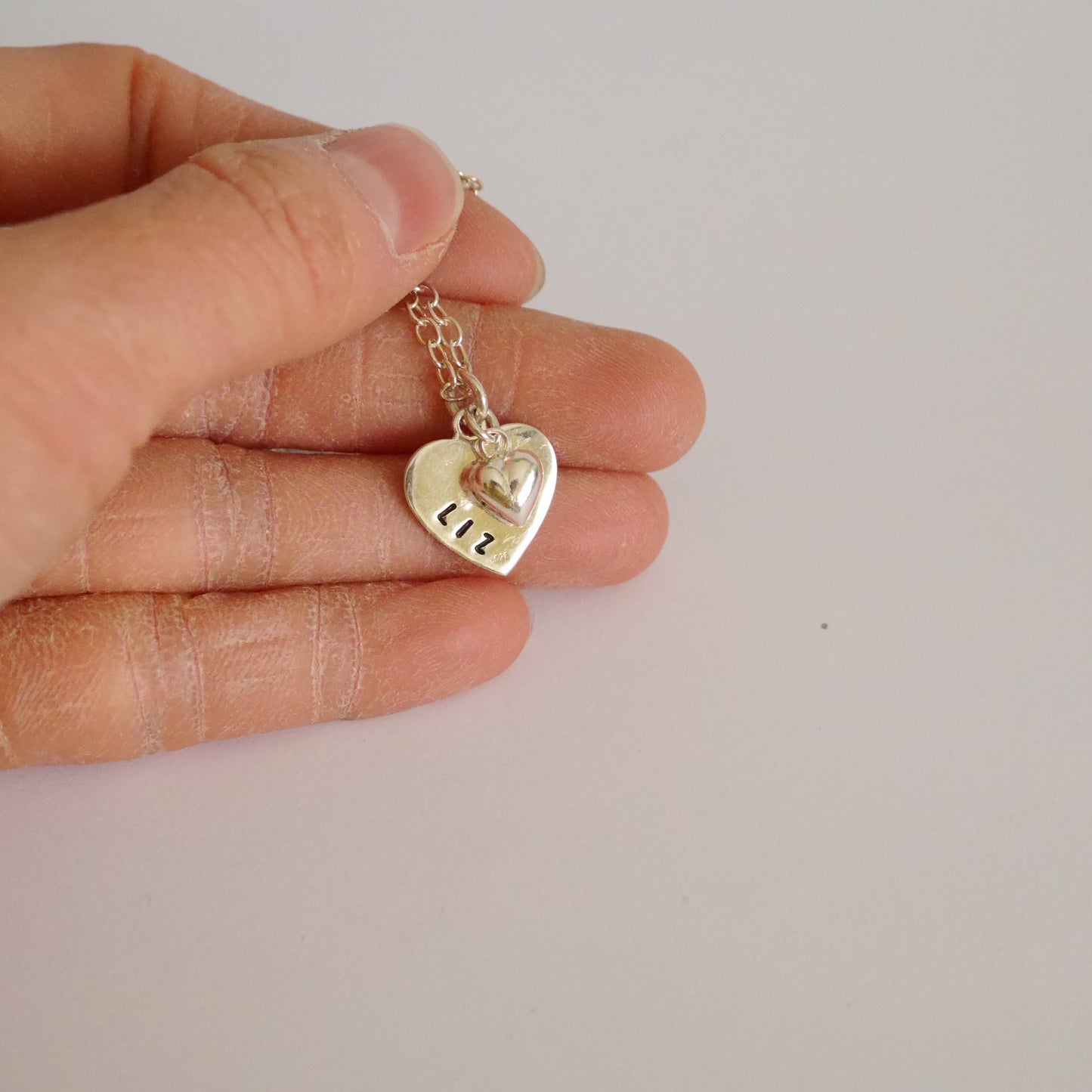 Always With Love Personalised Heart Charm Sterling Silver Necklace 18'' Length