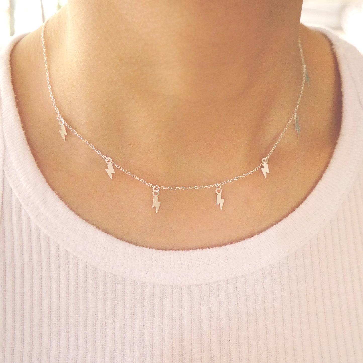 Be Fearless Thunderbolt Sterling Silver Choker Necklace