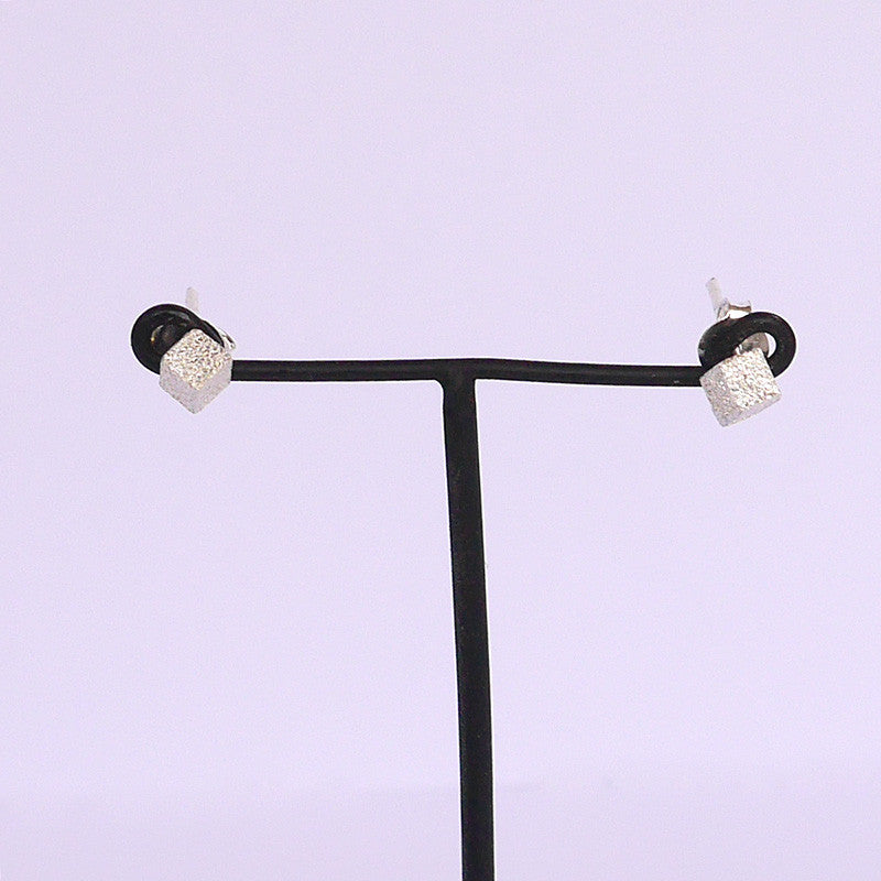 Tiny Cube Stardust Studs Earrings