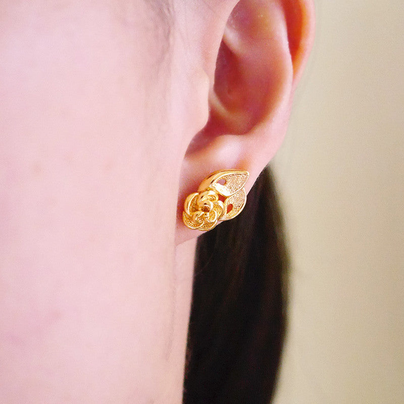 Gold Rose Studs