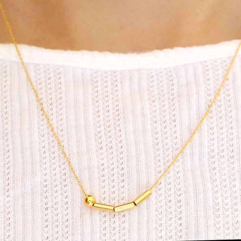 Morse Code Necklace Gold