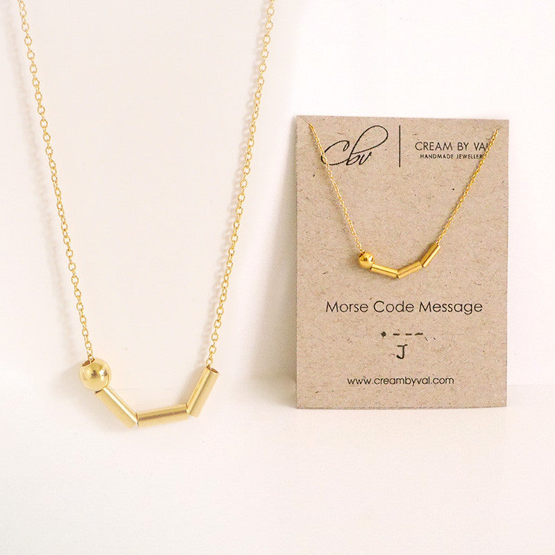 Morse Code Necklace Gold