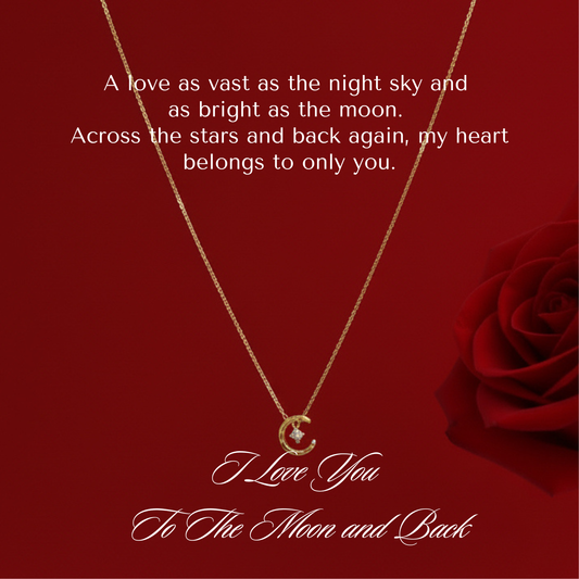 I Love You To The Moon And Back Vermeil Sterling Silver Necklace 17'' Length