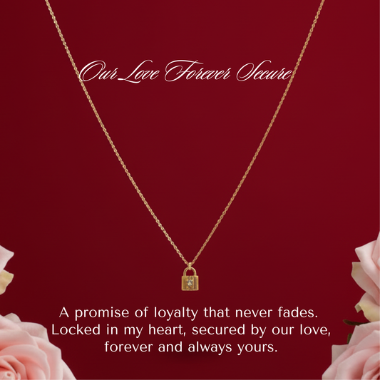 Our Love Secure Forever Padlock Vermeil Sterling Silver Necklace 17'' Length