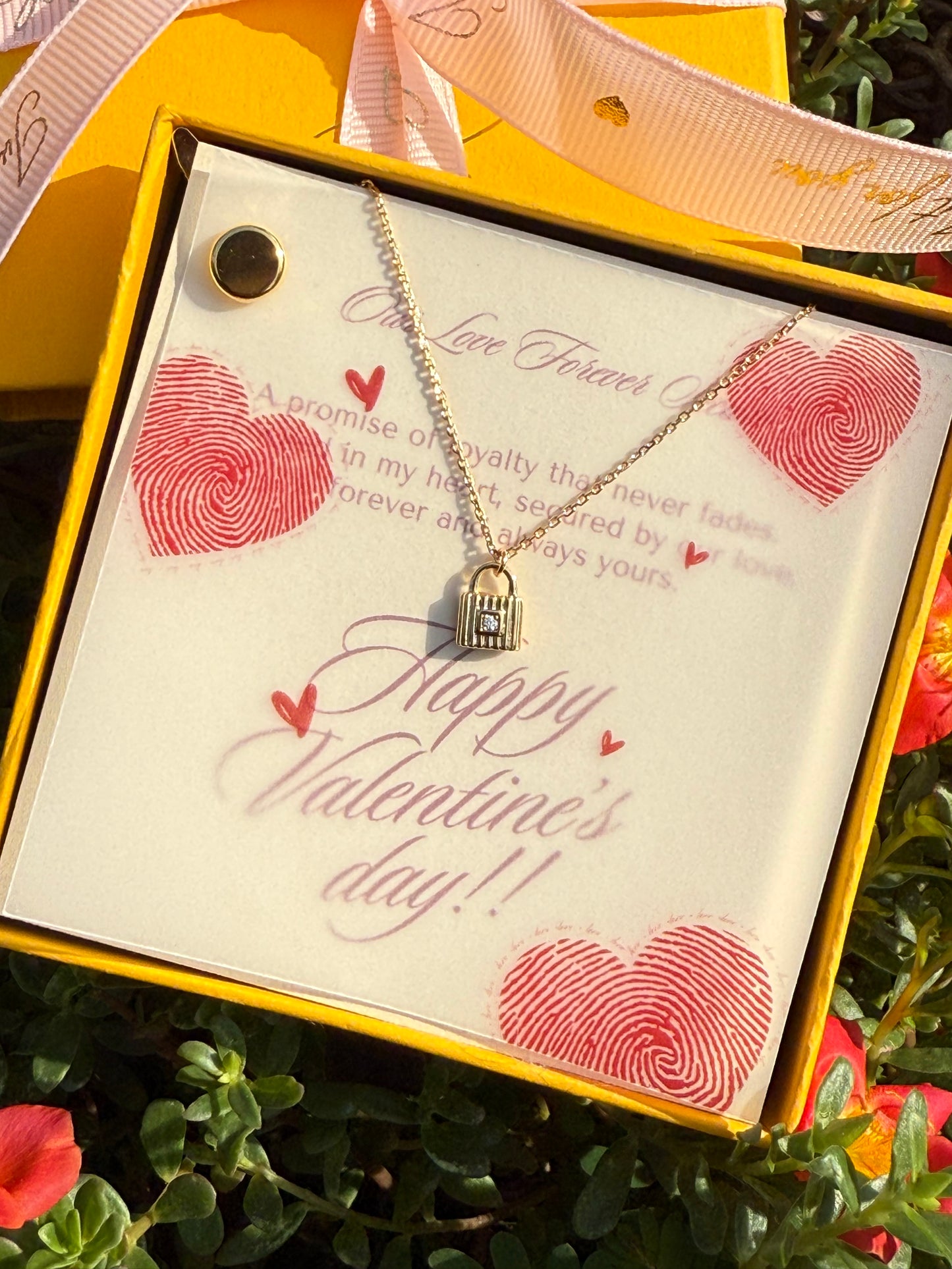 Our Love Secure Forever Padlock Vermeil Sterling Silver Necklace 17'' Length