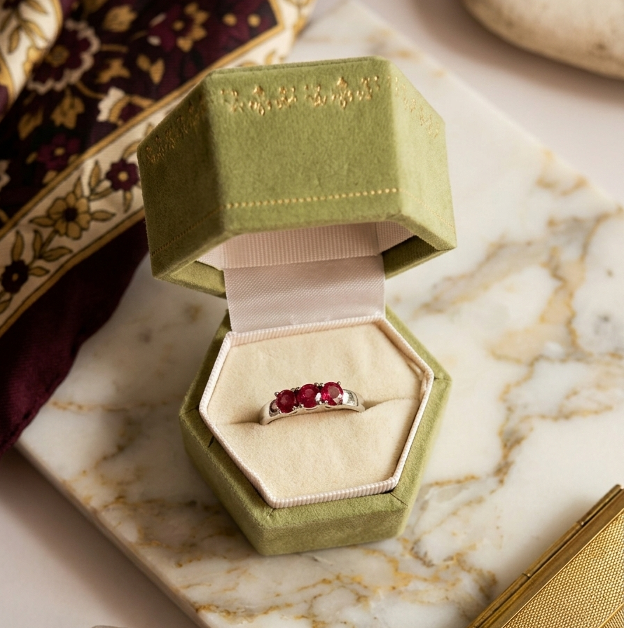 Heirloom Gemstone Ring: Midnight Sapphire, Ruby Red & Classic Brilliance