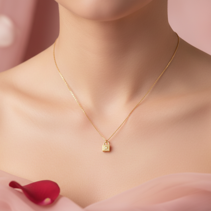 Diamond padlock necklace for love forever 