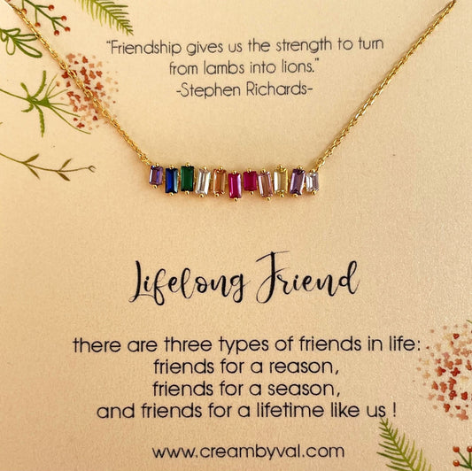 Lifelong Friend Rainbow Gem Gold Plated Necklace