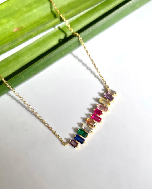 Lifelong Friend Rainbow Gem Gold Plated Necklace