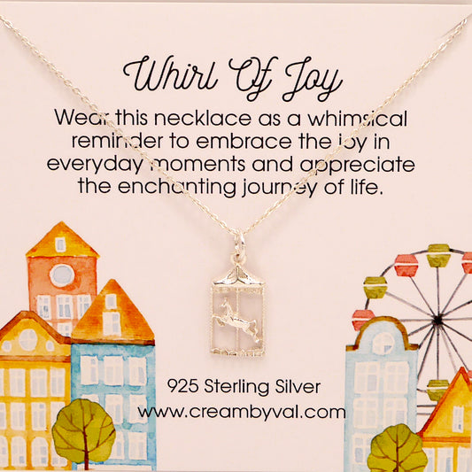 Whirl Of Joy Carousel Merry-Go-Round Horse Sterling Silver Necklace 18'' Length