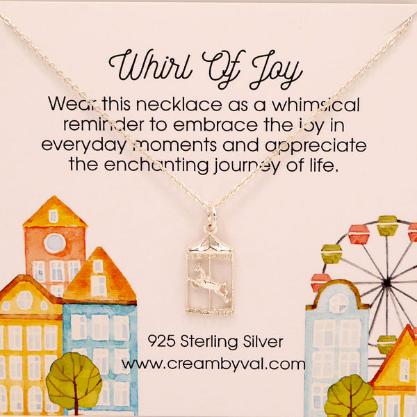 Whirl Of Joy Carousel Merry-Go-Round Horse Sterling Silver Necklace 18'' Length