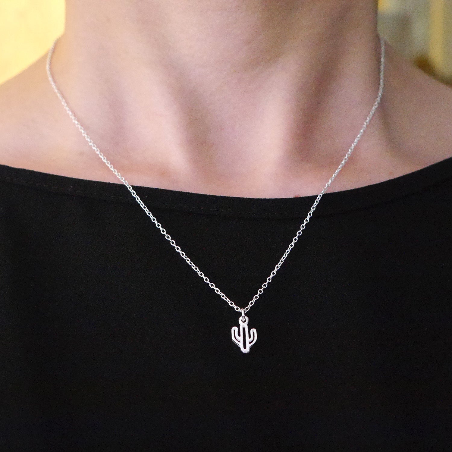 dainty cactus necklace