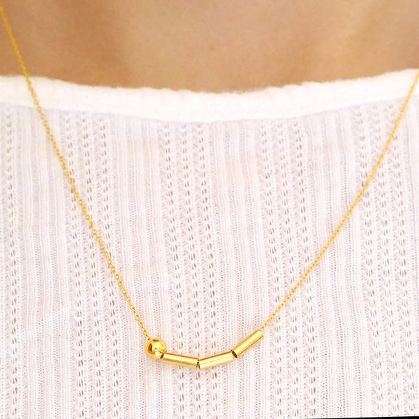 Morse Code Necklace Gold