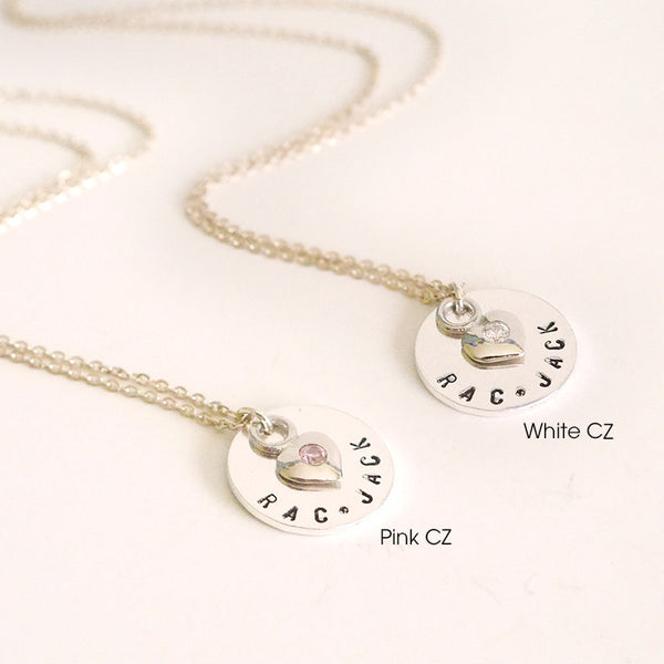 Personalized Necklace With Heart CZ