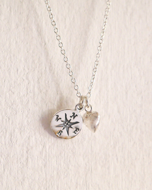 silver compass necklace