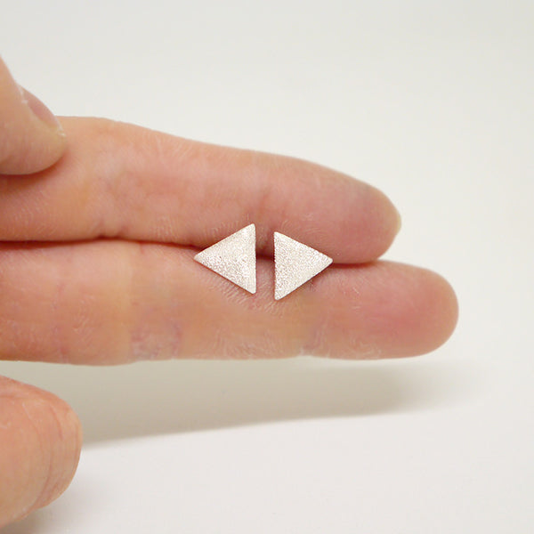 Silver Triangle Stud Earrings