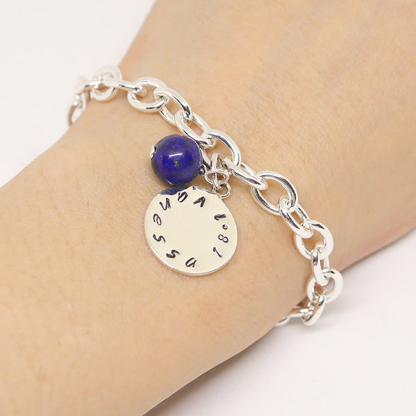 Sterling Name Bracelet With Blue Lapis