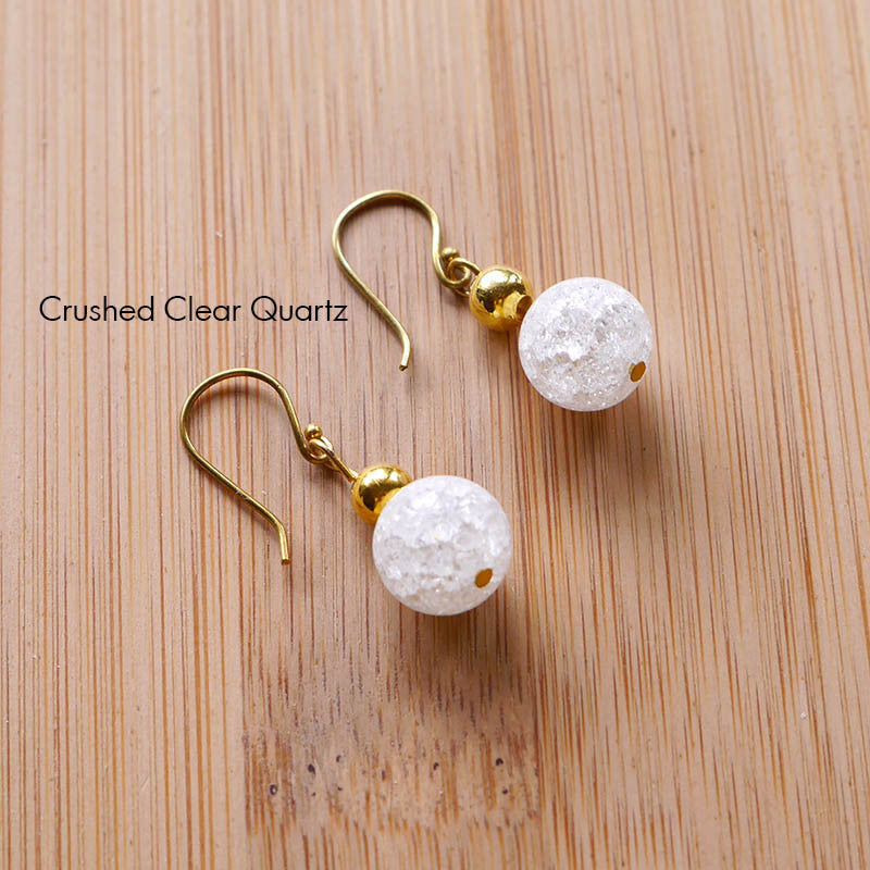 Gold Bead Gemstone Hook On Earrings